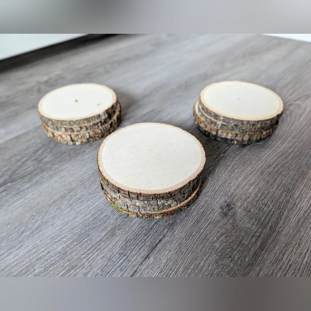4 Rustic Linden Tree Wood Coasters - Picture 6 of 6